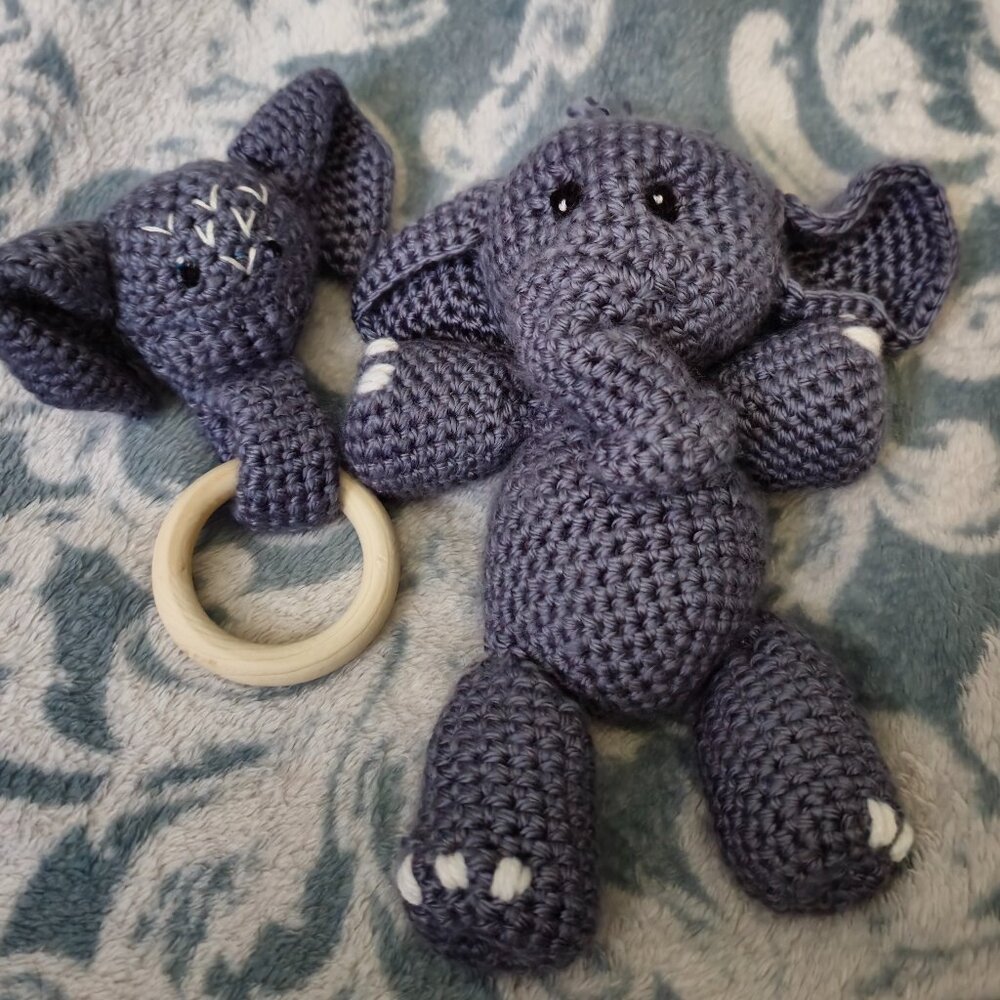 Adorable Elephant Stuffie and Teether/rattle